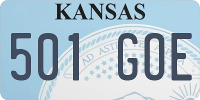 KS license plate 501GOE