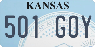 KS license plate 501GOY