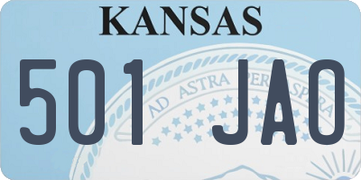 KS license plate 501JAO