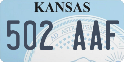 KS license plate 502AAF