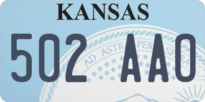 KS license plate 502AAO