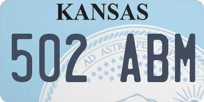 KS license plate 502ABM