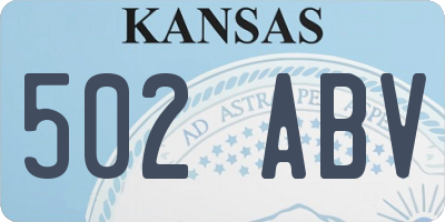 KS license plate 502ABV