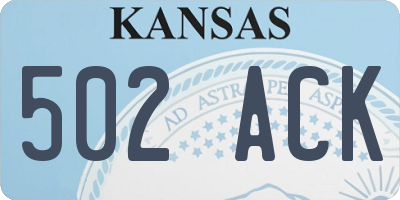 KS license plate 502ACK