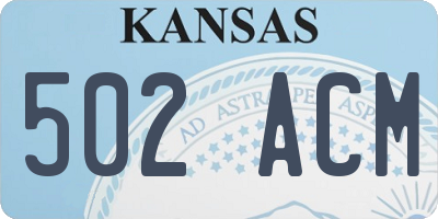 KS license plate 502ACM