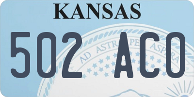 KS license plate 502ACO