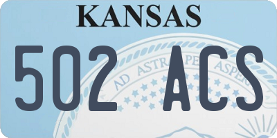 KS license plate 502ACS