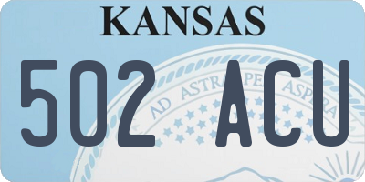 KS license plate 502ACU