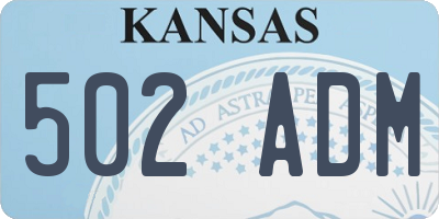 KS license plate 502ADM