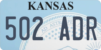 KS license plate 502ADR