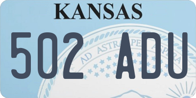 KS license plate 502ADU