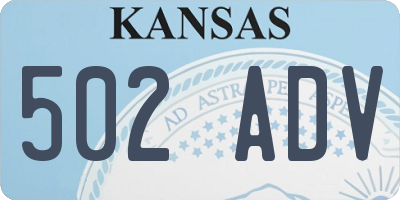 KS license plate 502ADV