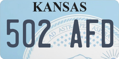 KS license plate 502AFD