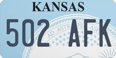 KS license plate 502AFK