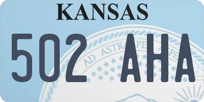 KS license plate 502AHA