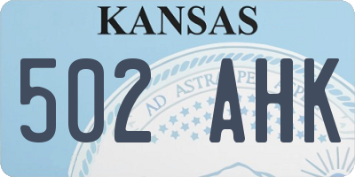 KS license plate 502AHK