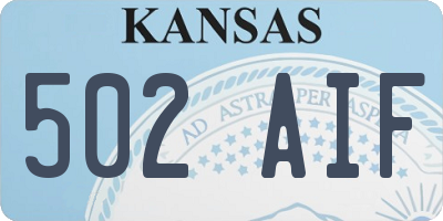 KS license plate 502AIF