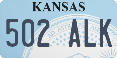 KS license plate 502ALK