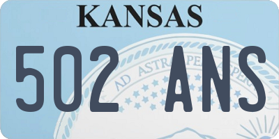 KS license plate 502ANS