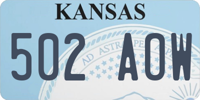 KS license plate 502AOW