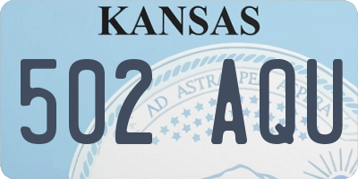 KS license plate 502AQU