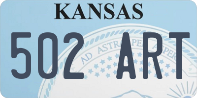 KS license plate 502ART