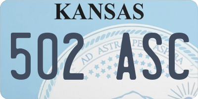 KS license plate 502ASC