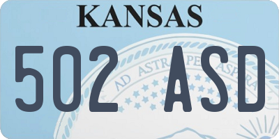 KS license plate 502ASD