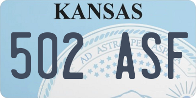 KS license plate 502ASF