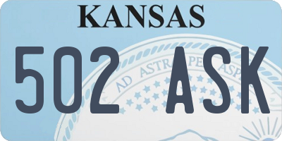 KS license plate 502ASK
