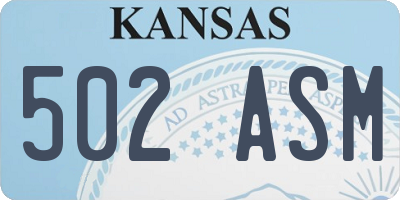 KS license plate 502ASM
