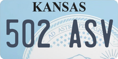 KS license plate 502ASV