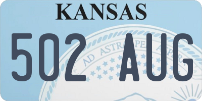 KS license plate 502AUG