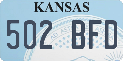 KS license plate 502BFD