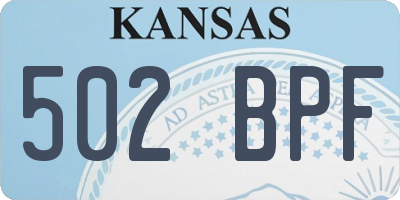 KS license plate 502BPF