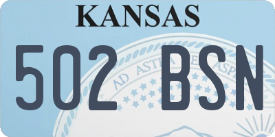 KS license plate 502BSN