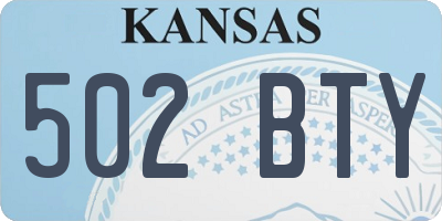 KS license plate 502BTY