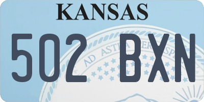 KS license plate 502BXN