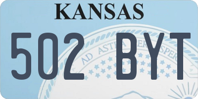KS license plate 502BYT
