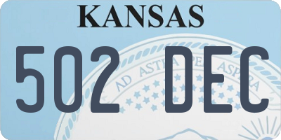 KS license plate 502DEC
