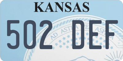 KS license plate 502DEF