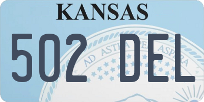 KS license plate 502DEL