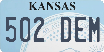 KS license plate 502DEM