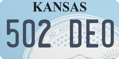 KS license plate 502DEO