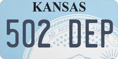 KS license plate 502DEP
