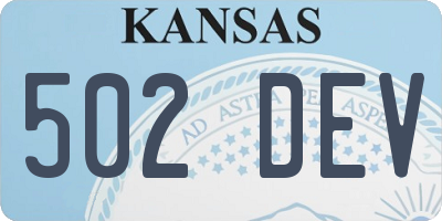 KS license plate 502DEV