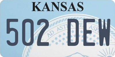 KS license plate 502DEW