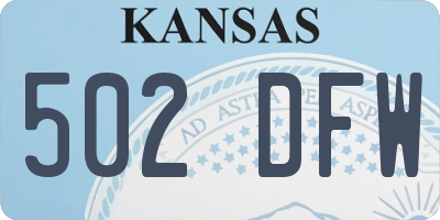 KS license plate 502DFW