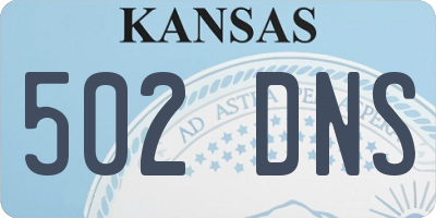KS license plate 502DNS