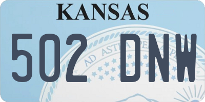 KS license plate 502DNW